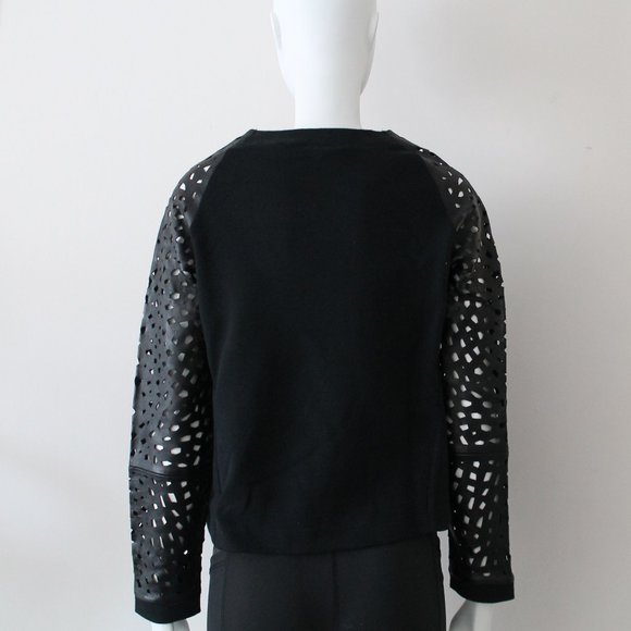 Sass & Bide Perforated Leather Sleeves Top Black Size XXS - Picture 6 of 8